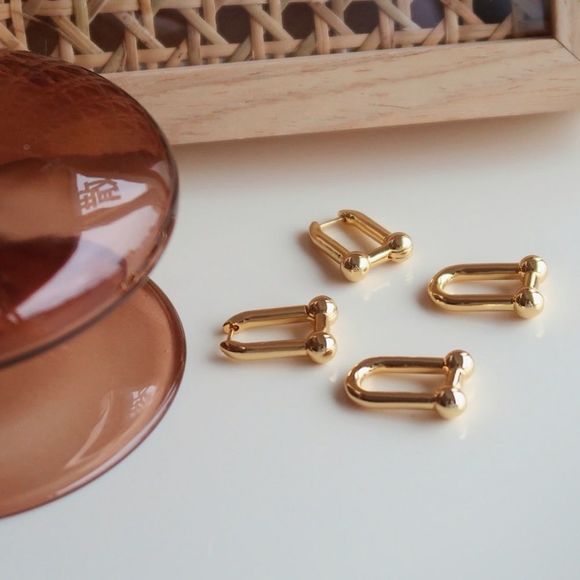 🌟18k Gold Plated Link Chain Earrings - Picture 3 of 9